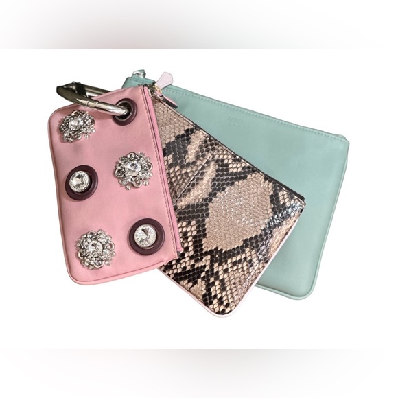 Fendi Triplet Clutch Bag - Light Green Pink Multi Leather (python) - Picture 4 of 4